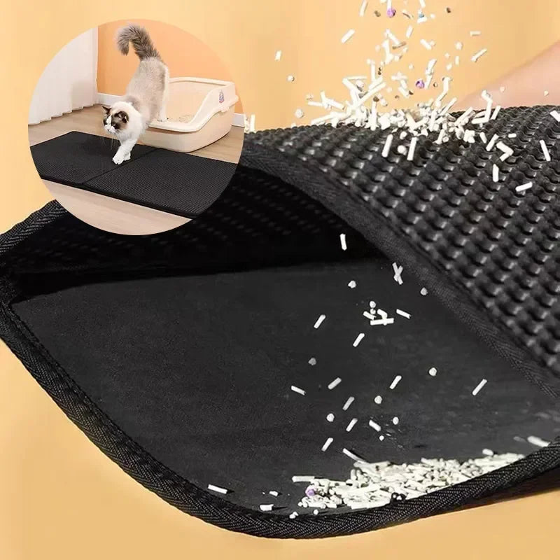 Waterproof Pet Cat Litter Mat Double Layer Pet Litter Box Mat Non-Slip Sand Cat Pad Washable Bed Mat Clean Pad Products