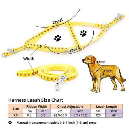 Dog Cat Harness Leash Harness Vest Leash Collar Puppy Small Pet Outdoor Walking Chihuahua Terier Schnauzer Weight 1 to 3Kg