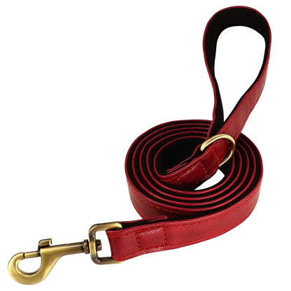 Customized Leather Dog Collar Leash Set Soft Padded Leather Collar for Small Medium Large Dogs with Free Engraved Nameplate