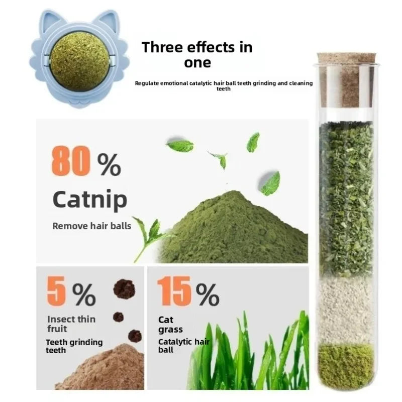 New Popular Cat Mint Chew Ball Toys Relieve Boredom, Cat Chew Toys Grind Teeth Toys Suction Cups ﻿