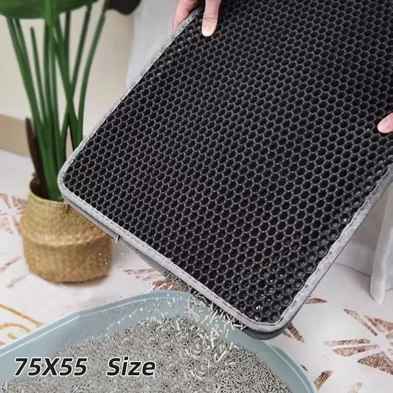 Waterproof Pet Cat Litter Mat Double Layer Pet Litter Box Mat Non-Slip Sand Cat Pad Washable Bed Mat Clean Pad Products