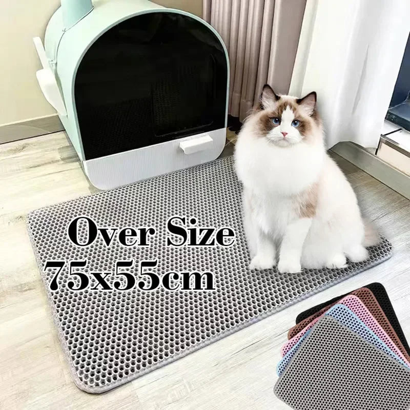 Waterproof Pet Cat Litter Mat Double Layer Pet Litter Box Mat Non-Slip Sand Cat Pad Washable Bed Mat Clean Pad Products